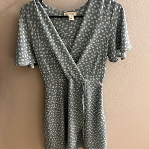 Monteau mint Green Floral Midi Dress with wrap / tie waist